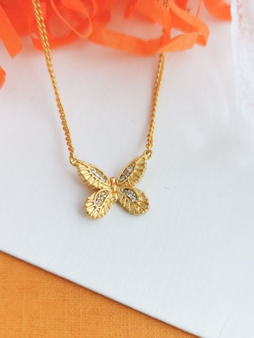 Julie Vos Gold Pendant Neckalce in Clear Crystal